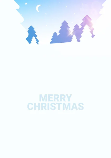 Счастливого рождественского фона. Ландшафт Зимнего леса с соснами и солнцем . — стоковый вектор