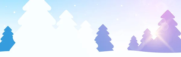 Paysage forestier hivernal avec pin et soleil . — Image vectorielle