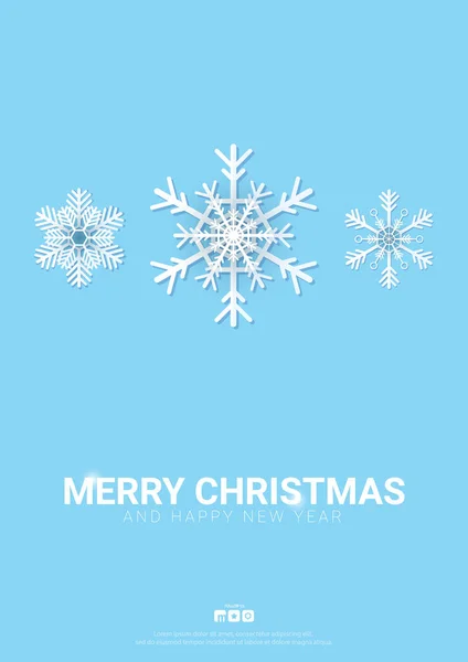 Merry Christmas background with snowflakes on the blue background. — Stock Vector