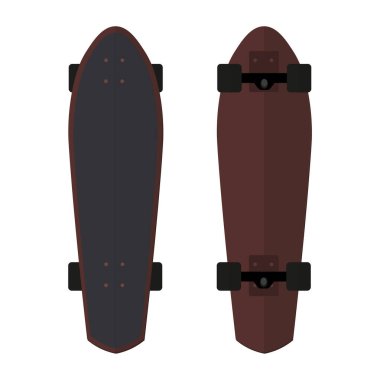 Beyaz arkaplanda bir dizi düz kaykay simgesi.