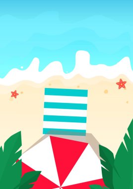 Tropical Beach with palms. Summer Time. Beautiful Sea Landscape.