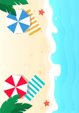 Tropical Beach with palms. Summer Time. Beautiful Sea Landscape.