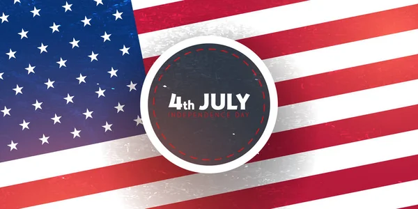4 de Julho. 4 de Julho. Dia de independência de EUA. Banner com bandeira americana . — Vetor de Stock