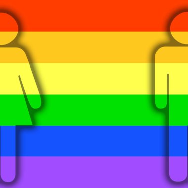 Gökkuşağı arka planında insan silueti, LGBT sembolü, gökkuşağı sembolü