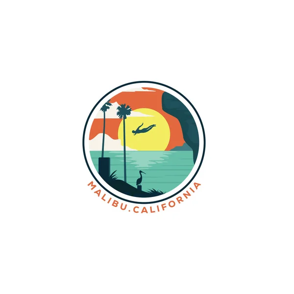 Cliff Diving California Beach logo design — Stock vektor