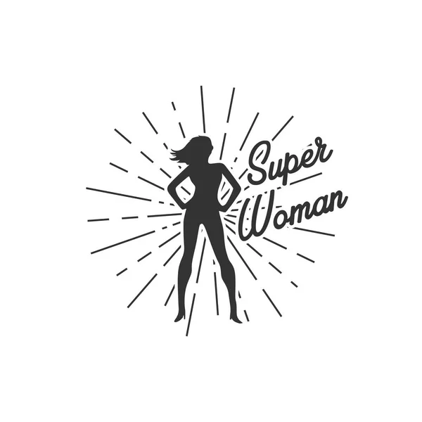 Super woman illustrations with sunburst — Stock Vector