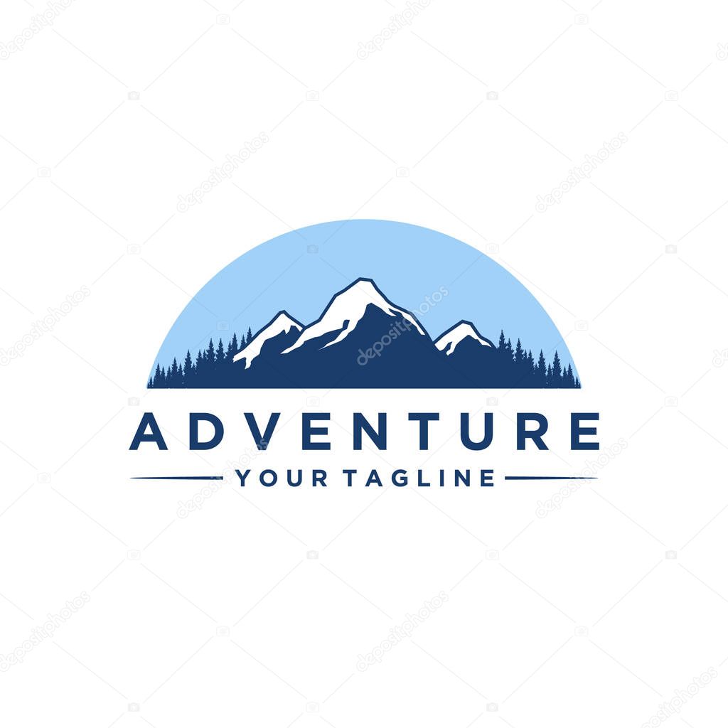 Mountain adventure with jungle logo designs