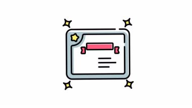 Akademik başarıyı kutlayan burs sertifikasının animasyonu. Eğitim ödülleri, tanıma programları, akademik başarılar, sertifika şablonları ve mezuniyet törenleri için ideal.