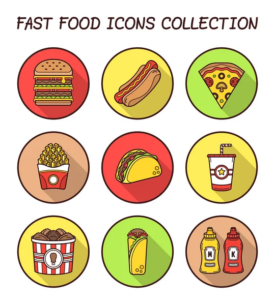 Fast Food Simgeler / Logos Koleksiyonu - Hamburger, hotdog, pizza, tacos, patates kızartması, vb.