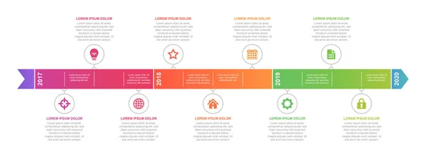 Tijdlijn Infographic Concept Design Modern Kleurrijk Met Iconen Eenvoudig Aan — Stockvector