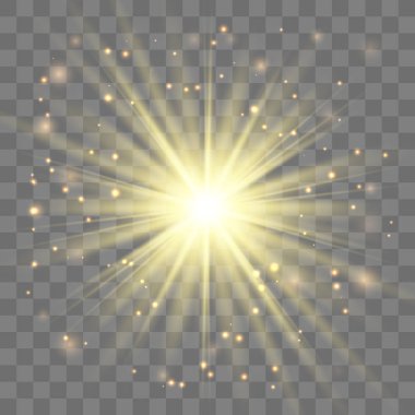 Altın parlayan ışık patlar.