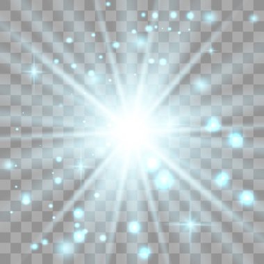 Mavi parlayan ışık patlar. 