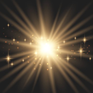 Altın parlayan ışık patlar.