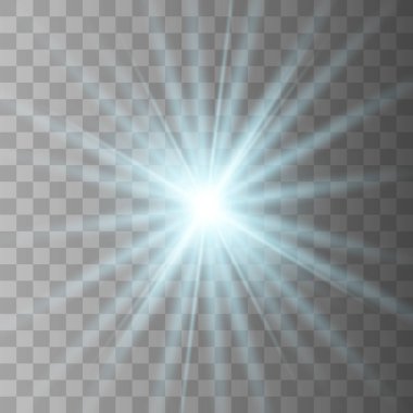 Şeffaf arka planda yıldız mavisi patlar.