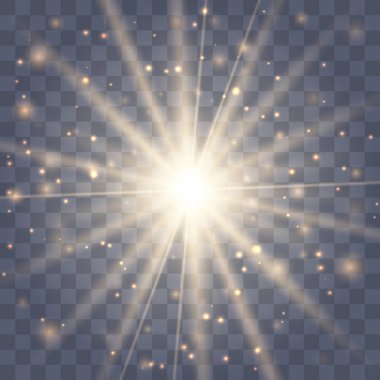 Altın parlayan ışık patlar.