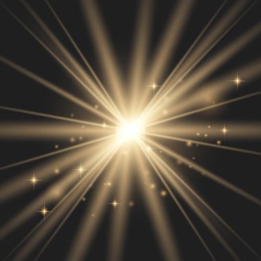 Altın parlayan ışık patlar.