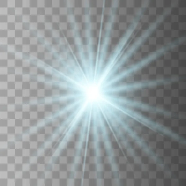 Estrella azul explota sobre fondo transparente . — Vector de stock