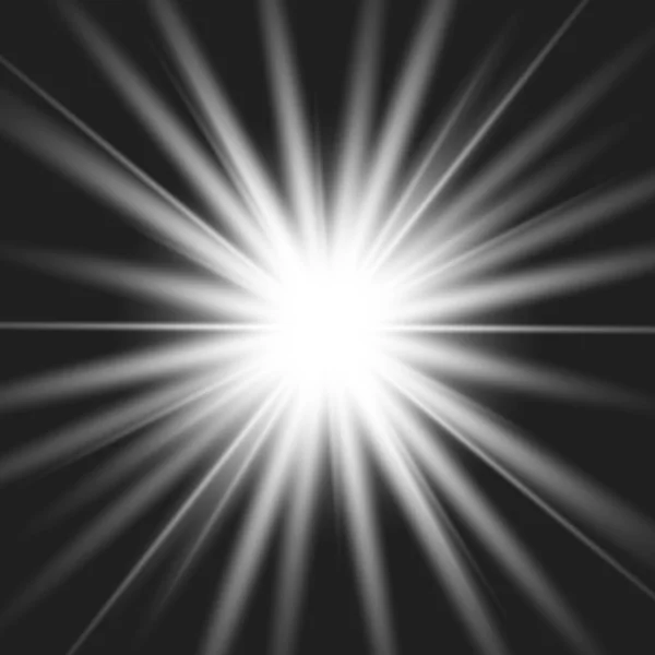 Αστέρι λευκό εκρήγνυται σε διαφανές φόντο. — Διανυσματικό Αρχείο