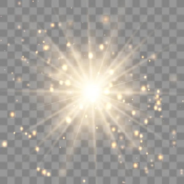 Luz brillante oro explota . — Vector de stock