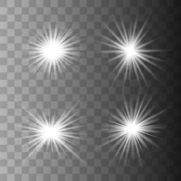 Установить белые яркие красивые звезды . — стоковый вектор