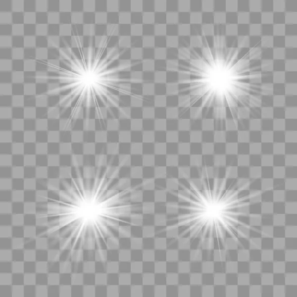 Установить белые яркие красивые звезды . — стоковый вектор