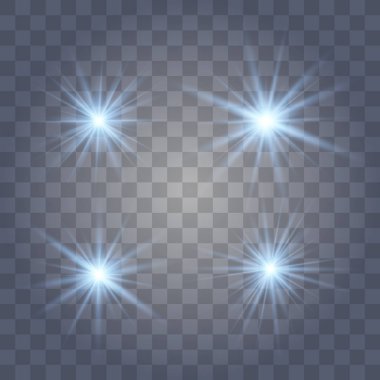 Mavi güzel yıldızlar seti.