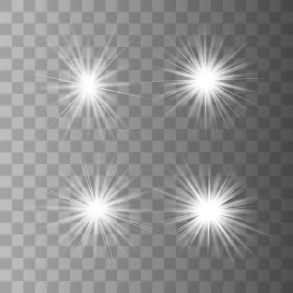 Set blanc brillant belles étoiles . — Image vectorielle
