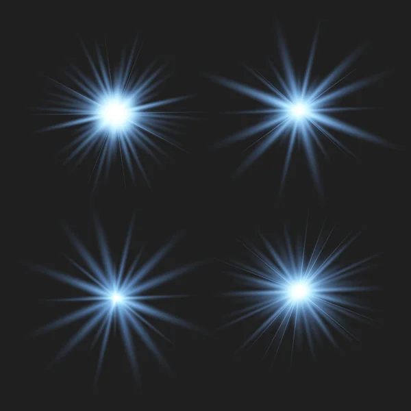 Set di bellissime stelle blu . — Vettoriale Stock