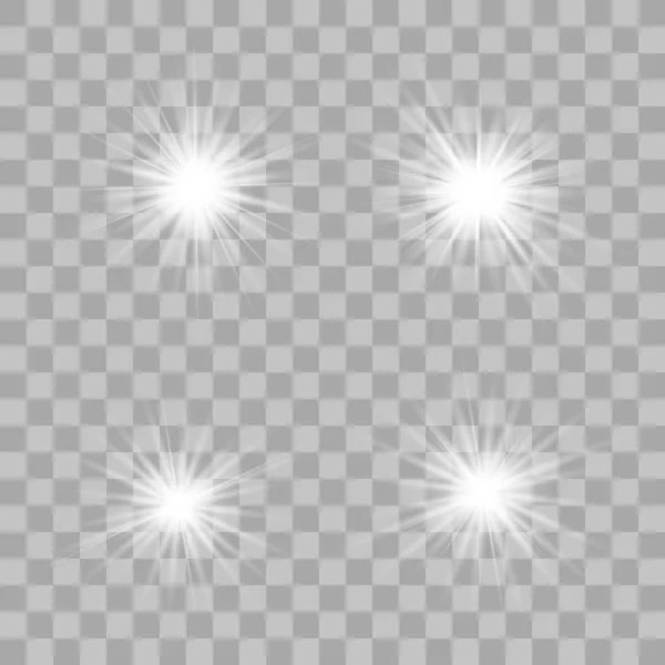 Set white bright beautiful stars. — Stock Vector