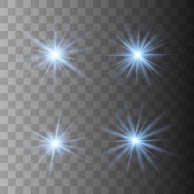 Mavi güzel yıldızlar seti.