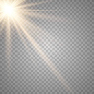 Parlayan güneş ışığı şeffaf bir arka plan.