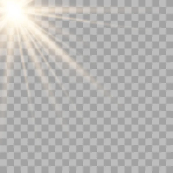 Glowing sunlight a transparent background. — Stock Vector