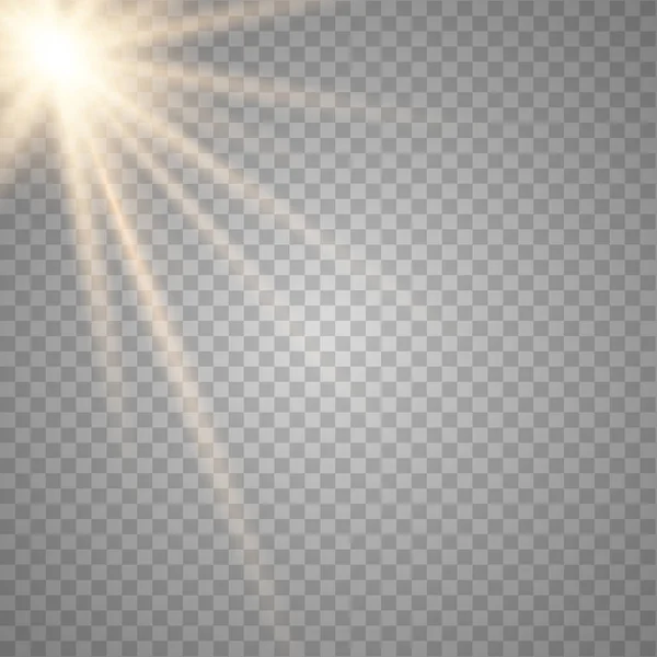 Luz solar brillante un fondo transparente . — Vector de stock