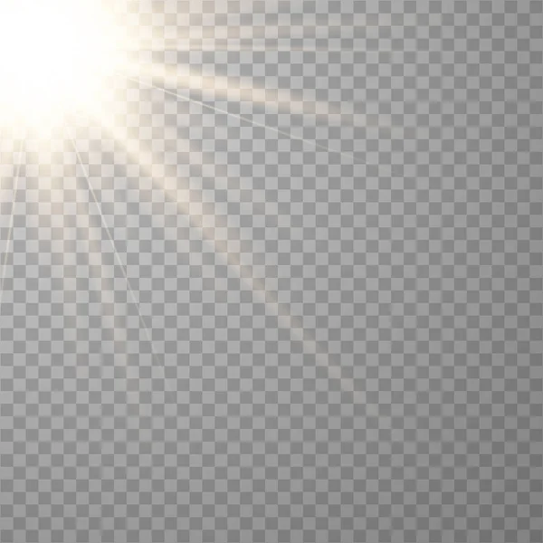 Luz solar brillante un fondo transparente . — Vector de stock