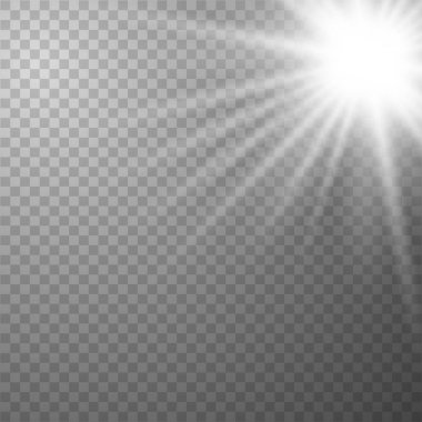 Şeffaf bir arkaplanda güneş ışığı.