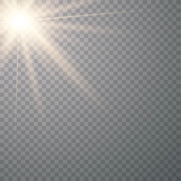 Luz solar brillante un fondo transparente . — Vector de stock