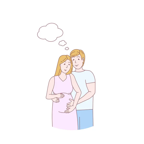 Gelukkig paar. Zwangere vrouw — Stockvector
