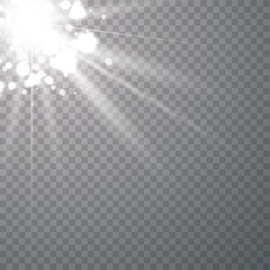 Şeffaf bir arkaplanda güneş ışığı.