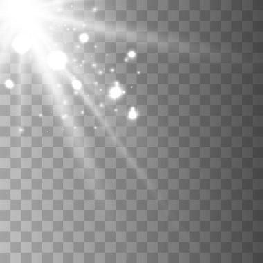 Şeffaf bir arkaplanda güneş ışığı.