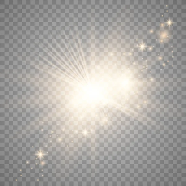 Luz dorada con brillo — Vector de stock