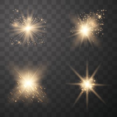 Altın parlayan ışıklar kümesi