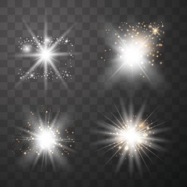 Beyaz parlayan ışıklar seti