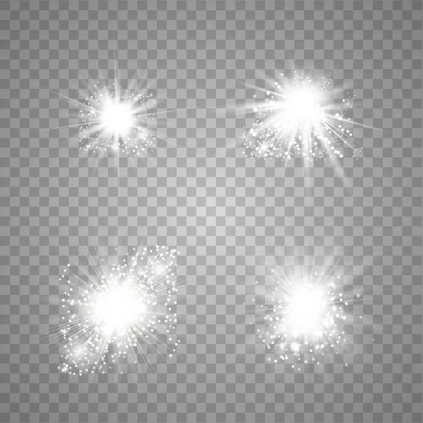 Conjunto de luzes brilhantes brancas —  Vetores de Stock