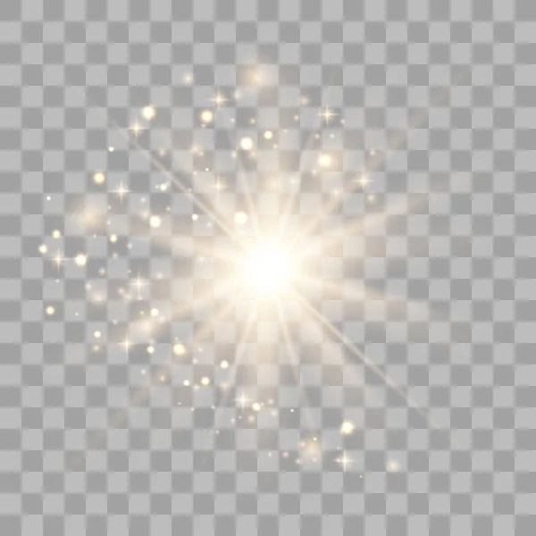 Efecto de luz de brillo dorado . — Vector de stock