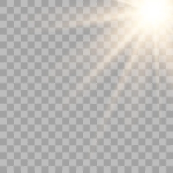 Oro Efecto de luz solar brillante — Vector de stock