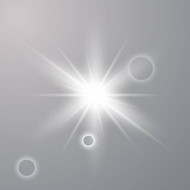 Beyaz parlak vektör güneşi