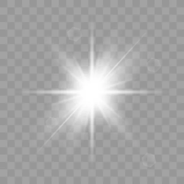Weiß leuchtende Vektorsonne — Stockvektor
