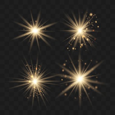 Gold light set with dust.  clipart