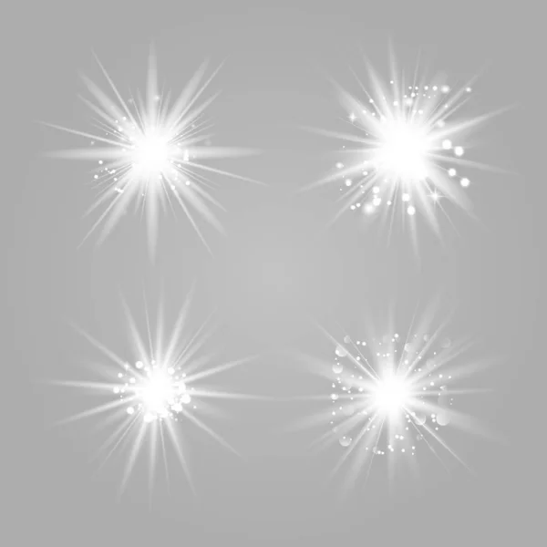 Set di luci a bagliore bianco — Vettoriale Stock