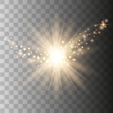 Altın parlaklık ışık efekti.